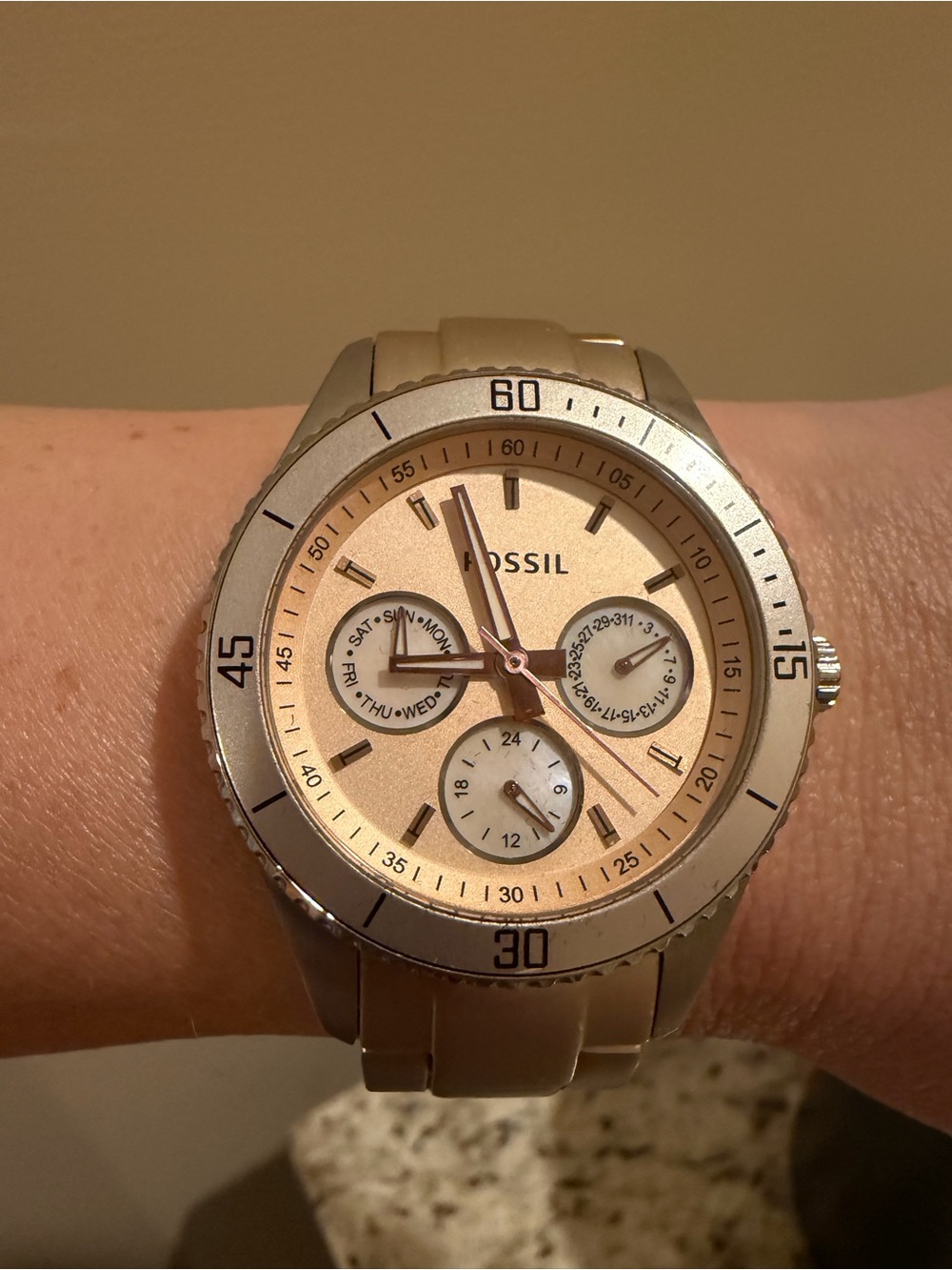 Fossil Women's Champagne-Rose Multifunction Stainless Watch